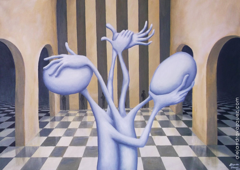 Painting of two figures dancing together. Acrylic on canvas